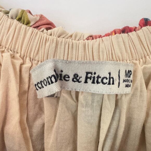 Abercrombie & Fitch Smocked Drop-Waist Puff Sleeve Floral Maxi Dress Size MP - Picture 11 of 12